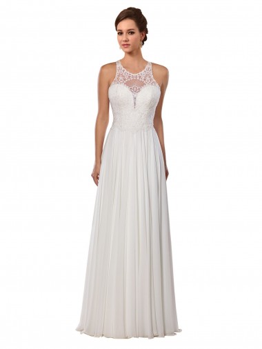 Ivoire Fourreau Illusion Mousseline Robes de mariée Prix Réduit