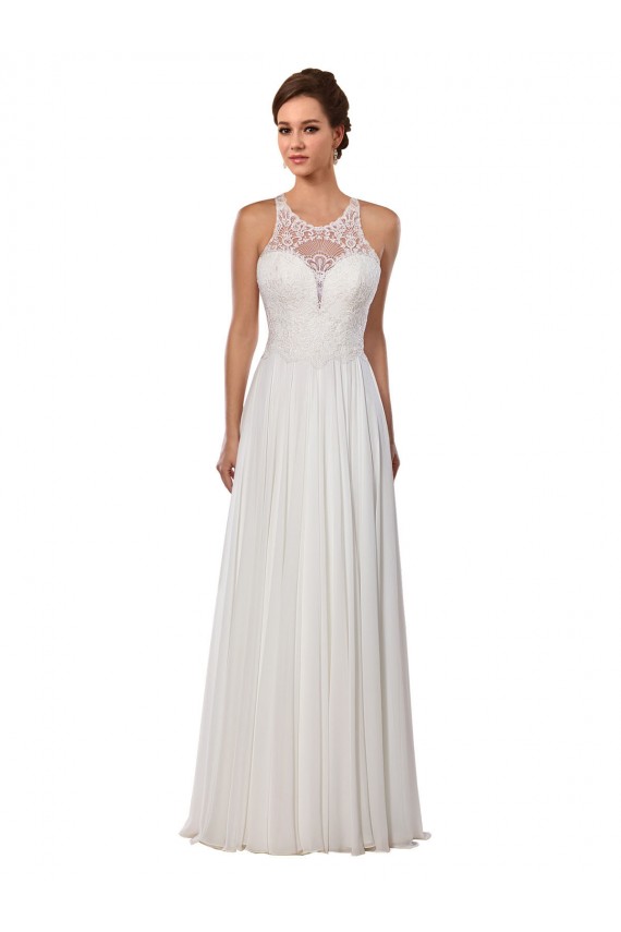 Ivoire Fourreau Illusion Mousseline Robes de mariée Prix Réduit
