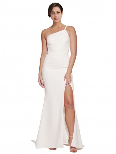 Ivoire Fourreau Sans bretelle Balayage train Crêpe Stretch Longue Robes demoiselle d'honneur / Robes de bal Prix Réduit