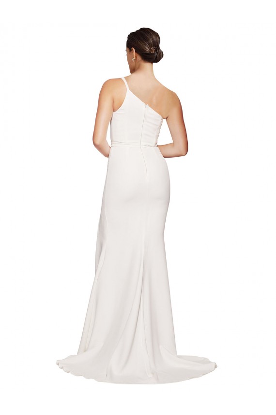 Ivoire Fourreau Sans bretelle Balayage train Crêpe Stretch Longue Robes demoiselle d'honneur / Robes de bal Prix Réduit