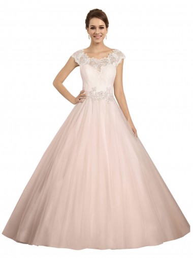 Ivoire Princesse Bateau Illusion Dentelle Robes de mariée Prix Réduit