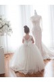 Ivoire Princesse Bateau Tulle Dentelle Longue Robes de demoiselle d'honneur - fillette Prix Réduit
