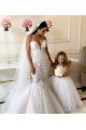 Ivoire Princesse Bateau Tulle Dentelle Longue Robes de demoiselle d'honneur - fillette Prix Réduit