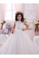 Ivoire Princesse Bateau Tulle Dentelle Longue Robes de demoiselle d'honneur - fillette Prix Réduit