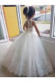 Ivoire Princesse Col Haut Tulle Dentelle Longue Robes de demoiselle d'honneur - fillette Prix Réduit