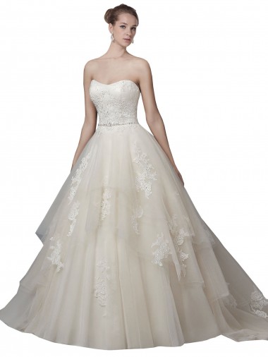 Ivoire Princesse Scoop Sans bretelle Tulle Dentelle Robes de mariée Prix Réduit