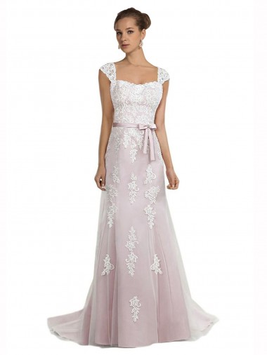 Ivoire & Rose Sirène Sans bretelle Balayage train Tulle Dentelle Plage Robes de mariée Prix Réduit
