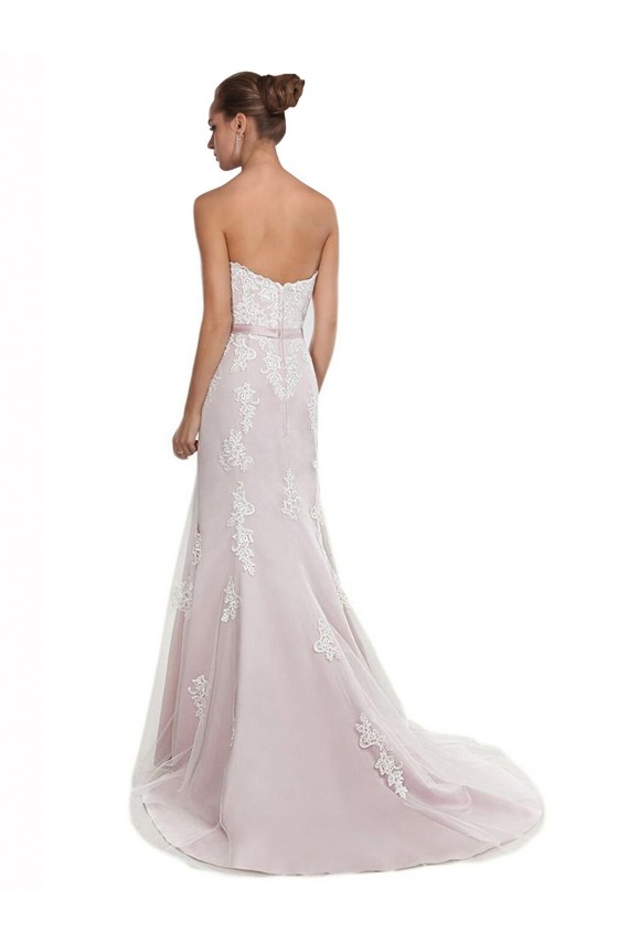 Ivoire & Rose Sirène Sans bretelle Balayage train Tulle Dentelle Plage Robes de mariée Prix Réduit
