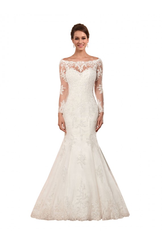 Ivoire Sirène Bateau Dentelle Robes de mariée Prix Réduit
