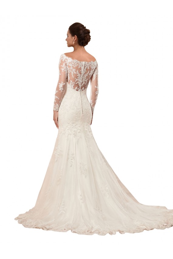 Ivoire Sirène Bateau Dentelle Robes de mariée Prix Réduit