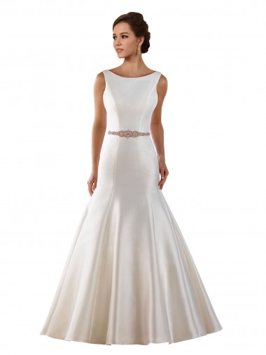 Ivoire Sirène Bateau Satiné Robes de mariée Prix Réduit