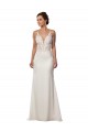 Ivoire Sirène Col V Dentelle Crêpe Stretch Robes de mariée Prix Réduit