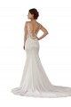 Ivoire Sirène Col V Dentelle Crêpe Stretch Robes de mariée Prix Réduit