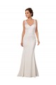 Ivoire Sirène Col V Dentelle Crêpe Stretch Robes de mariée Prix Réduit