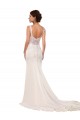 Ivoire Sirène Col V Dentelle Crêpe Stretch Robes de mariée Prix Réduit