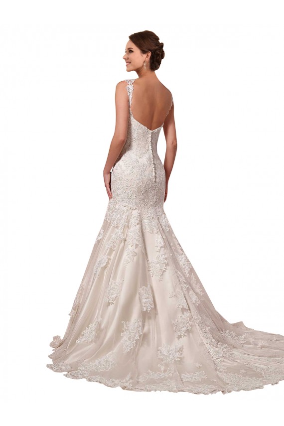 Ivoire Sirène Col V Tulle Dentelle Robes de mariée Prix Réduit