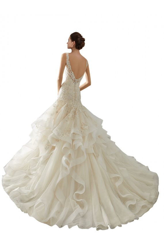 Ivoire Sirène Col V Tulle Robes de mariée Prix Réduit
