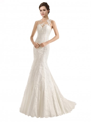 Ivoire Sirène Illusion Dentelle Robes de mariée Prix Réduit