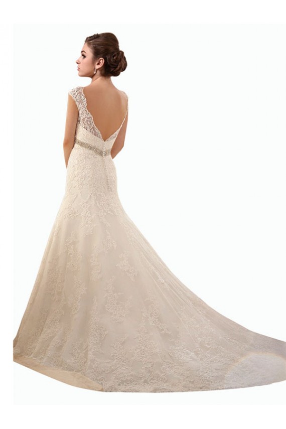 Ivoire Sirène Illusion Tulle Dentelle Robes de mariée Prix Réduit
