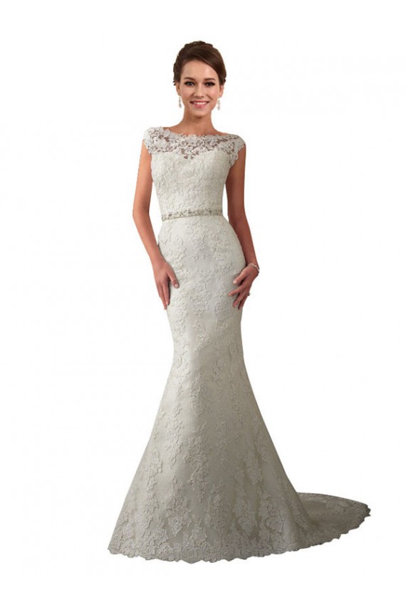 Ivoire Sirène Illusion Tulle Dentelle Robes de mariée Prix Réduit