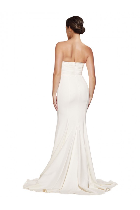 Ivoire Sirène Sans bretelle Balayage train Satiné Stretch Longue Formelles Robes demoiselle d'honneur / Robes de soirée / Robes de bal Prix Réduit