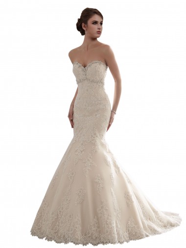 Ivoire Sirène Tulle Dentelle Classique Robes de mariée Prix Réduit