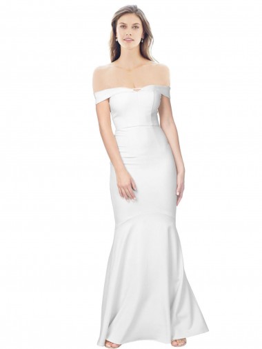 Ivoire Sirène Épaule Dénudée Crêpe Stretch Longue Formelles Robes demoiselle d'honneur / Robes de soirée / Robes de bal Prix Réduit