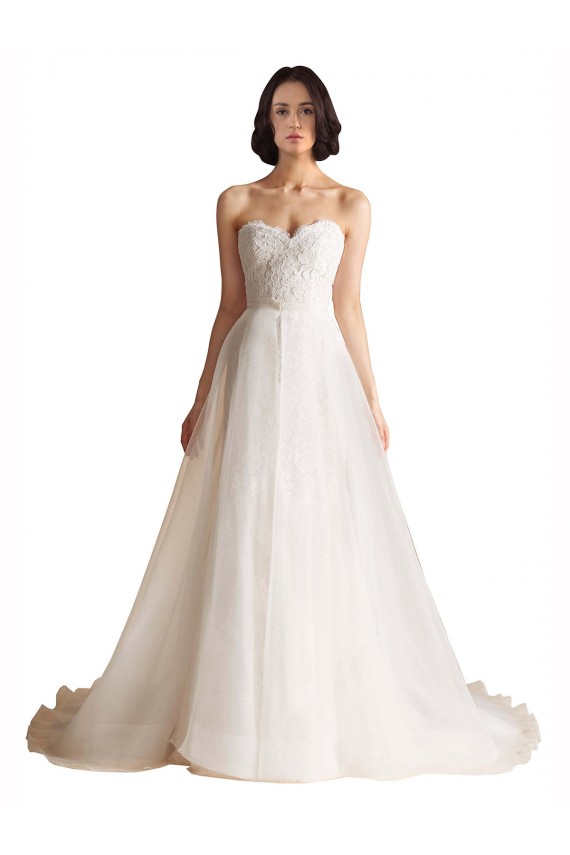 Ivoire Trapèze Balayage train Tulle Robes de mariée Prix Réduit
