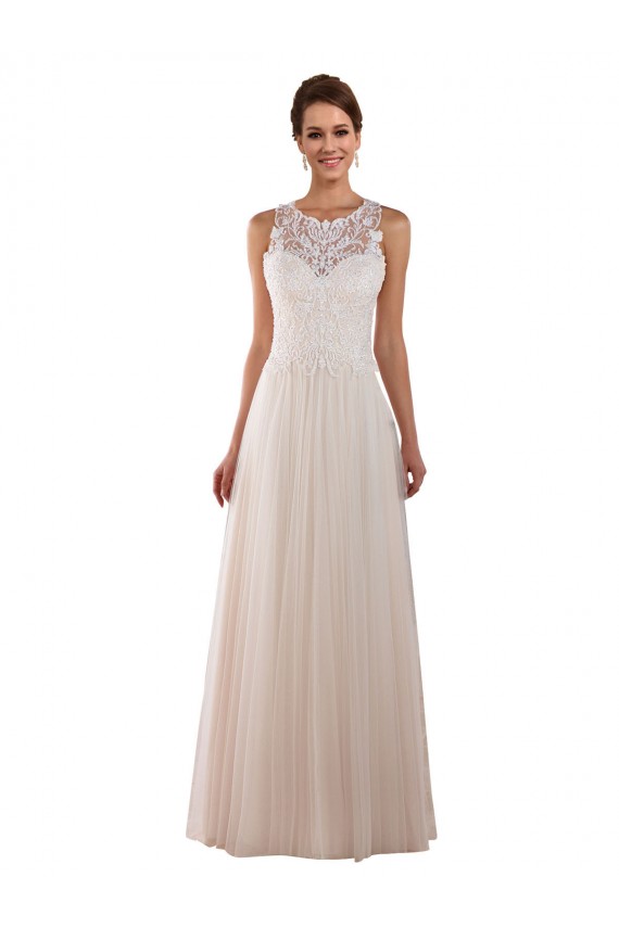 Ivoire Trapèze Col Haut Tulle Dentelle Boho Robes de mariée Prix Réduit