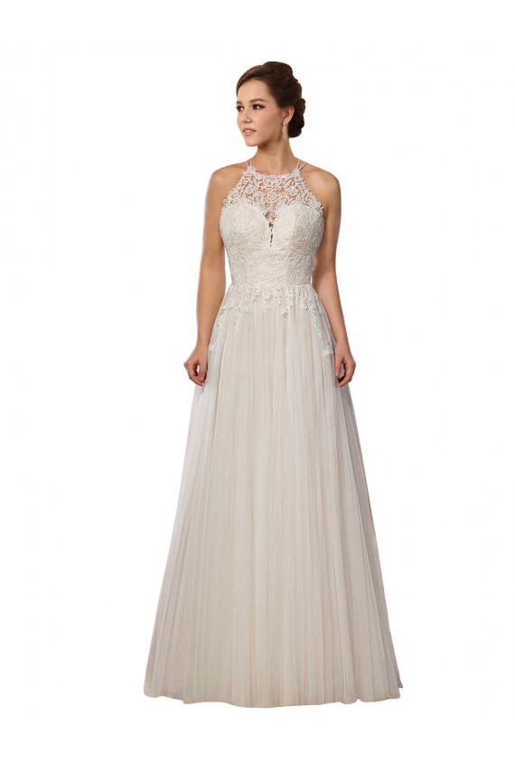 Ivoire Trapèze Illusion Balayage train Tulle Robes de mariée Prix Réduit