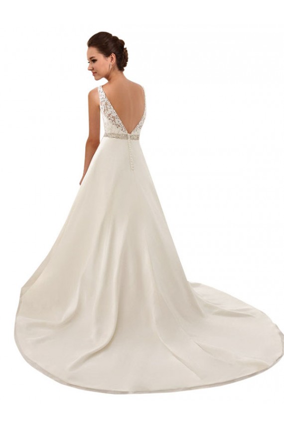 Ivoire Trapèze Illusion Dentelle Robes de mariée Prix Réduit