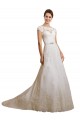 Ivoire Trapèze Illusion Tulle Dentelle Classique Robes de mariée Prix Réduit