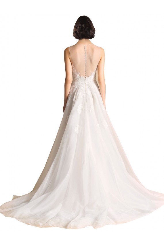Ivoire Trapèze Illusion Tulle Robes de mariée Prix Réduit
