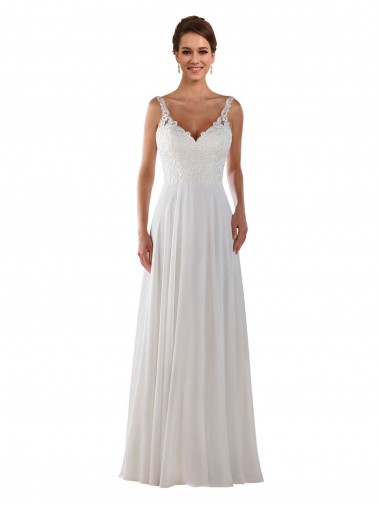 Ivoire Trapèze Mousseline Classique Boho Robes de mariée Prix Réduit