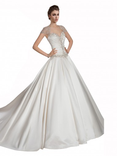 Ivoire Trapèze Satiné Robes de mariée Prix Réduit