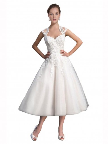 Ivoire Trapèze Tulle Dentelle Plage Robes de mariée Prix Réduit