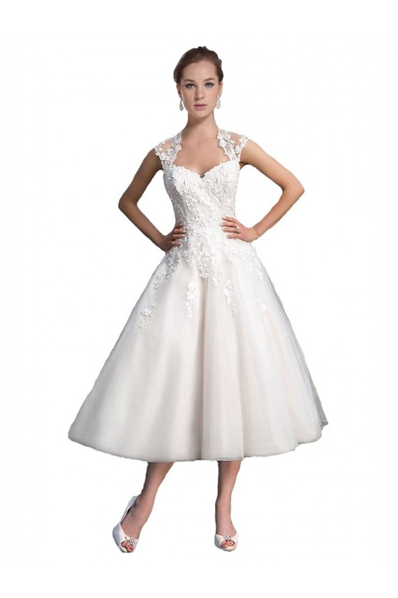 Ivoire Trapèze Tulle Dentelle Plage Robes de mariée Prix Réduit