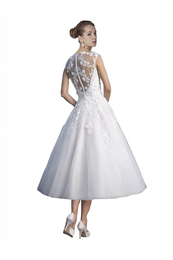 Ivoire Trapèze Tulle Dentelle Plage Robes de mariée Prix Réduit