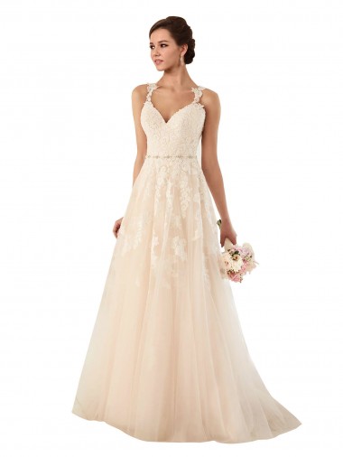 Ivoire Trapèze Tulle Dentelle Robes de mariée Prix Réduit