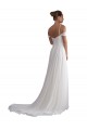 Ivoire Trapèze Épaule Dénudée Balayage train Mousseline Plage Robes de mariée Prix Réduit