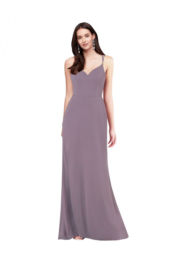Lavande foncée Colonne Mousseline Longue Formelles Robes demoiselle d'honneur / Robes de soirée Prix Réduit