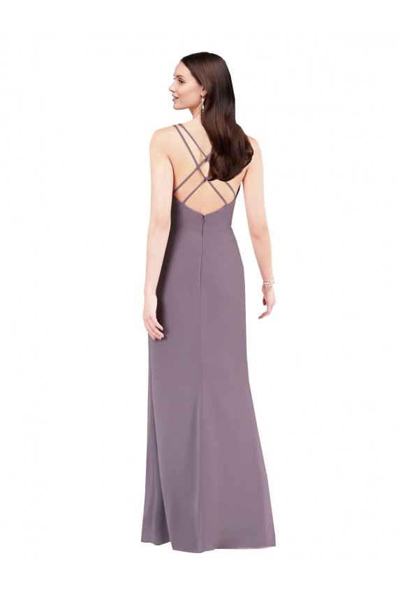 Lavande foncée Colonne Mousseline Longue Formelles Robes demoiselle d'honneur / Robes de soirée Prix Réduit