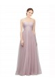 Light Lilac Trapèze Tulle Dentelle Longue Robes demoiselle d'honneur Prix Réduit