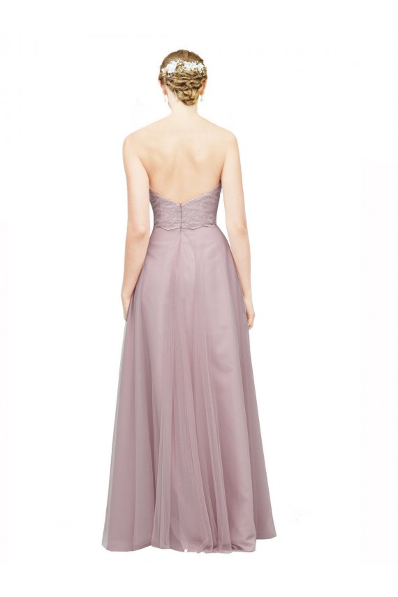 Light Lilac Trapèze Tulle Dentelle Longue Robes demoiselle d'honneur Prix Réduit