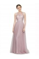 Light Lilac Trapèze Tulle Dentelle Longue Robes demoiselle d'honneur Prix Réduit