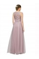 Light Lilac Trapèze Tulle Dentelle Longue Robes demoiselle d'honneur Prix Réduit