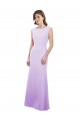 Lilas Colonne Col rond Mousseline Longue Robes demoiselle d'honneur Prix Réduit