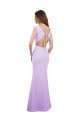 Lilas Colonne Col rond Mousseline Longue Robes demoiselle d'honneur Prix Réduit