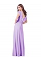 Lilas Trapèze Col V Mousseline Longue Robes demoiselle d'honneur Prix Réduit