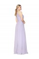 Lilas Trapèze Licou Col Haut Mousseline Longue Formelles Robes demoiselle d'honneur / Robes de soirée / Robes de bal Prix Réduit